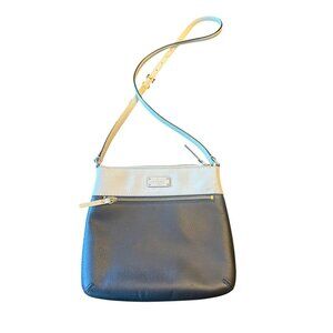 Kate Spade New York Crossbody Bag Pebbled Leather Adjustable Strap Black & Beige